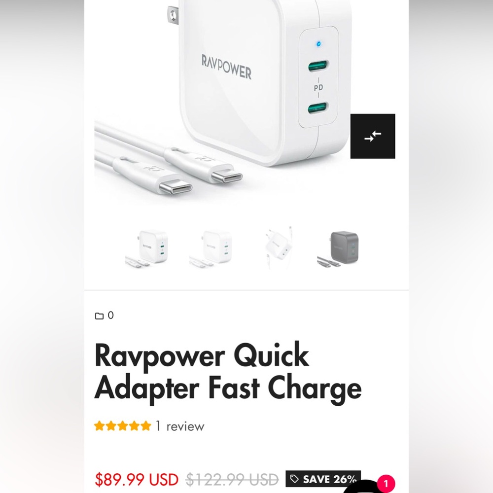 RACpower PD Pioneer 90W 2-port Wall charger